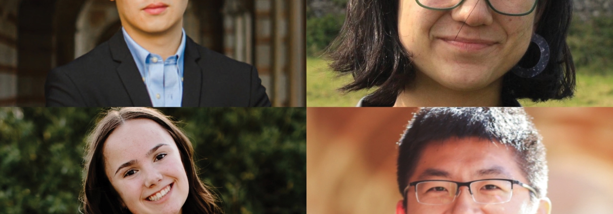Photos, clockwise from top left, of Josh Yen-Ho Chou, Quinn O’Connor, Zhe Zhang and Annemarie Lawrence
